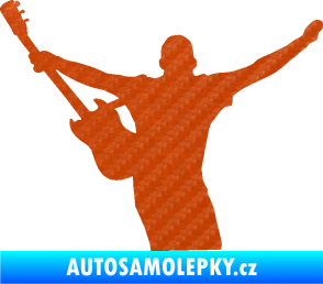 Samolepka Music 024 levá kytarista rocker 3D karbon oranžový