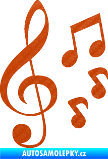 Samolepka Music noty a houslový klíč 002 3D karbon oranžový