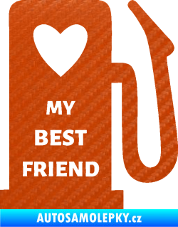 Samolepka My best friend benzínová pumpa 3D karbon oranžový