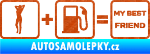 Samolepka My best friend  3D karbon oranžový