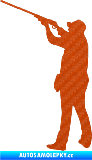 Samolepka Myslivec 001 levá 3D karbon oranžový