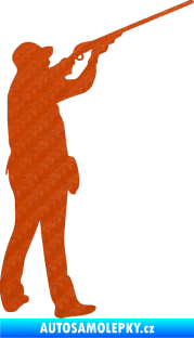 Samolepka Myslivec 001 pravá 3D karbon oranžový