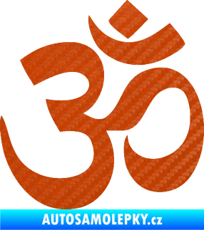 Samolepka Náboženský symbol Hinduismus Óm 001 3D karbon oranžový