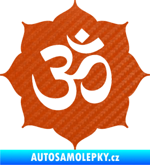 Samolepka Náboženský symbol Hinduismus Óm 002 3D karbon oranžový