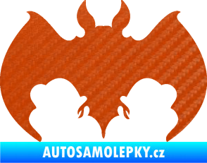 Samolepka Netopýr 002 3D karbon oranžový