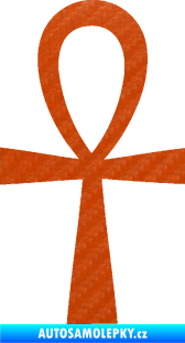 Samolepka Nilský kříž Ankh 3D karbon oranžový