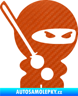 Samolepka Ninja baby 001 pravá 3D karbon oranžový