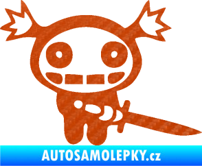 Samolepka Ninja zombie girl pravá 3D karbon oranžový