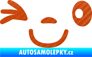 Samolepka Obličej 008 levá mrkající 3D karbon oranžový
