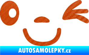Samolepka Obličej 008 pravá mrkající 3D karbon oranžový