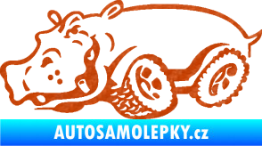 Samolepka Off Road 006 levá hroch 3D karbon oranžový