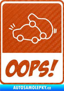 Samolepka Oops love cars 001 3D karbon oranžový