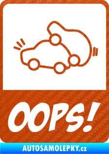 Samolepka Oops love cars 002 3D karbon oranžový