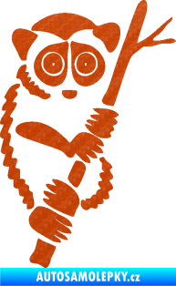 Samolepka Opice 004 pravá lemur na stromě 3D karbon oranžový