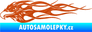 Samolepka Orel 016 levá v plamenech 3D karbon oranžový