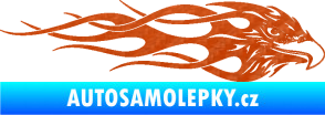 Samolepka Orel 016 pravá v plamenech 3D karbon oranžový
