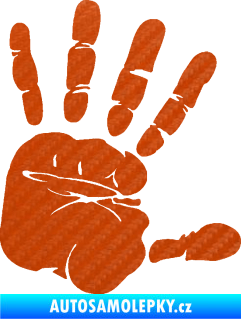 Samolepka Otisk ruky pravá 3D karbon oranžový