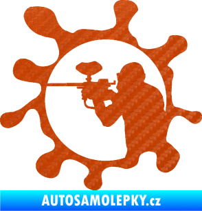 Samolepka Paintball 004 levá 3D karbon oranžový