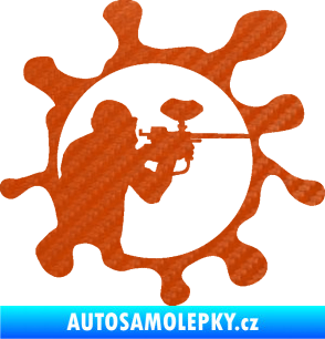 Samolepka Paintball 004 pravá 3D karbon oranžový