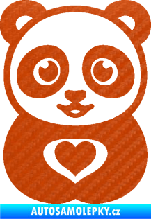 Samolepka Panda 008 roztomilá 3D karbon oranžový