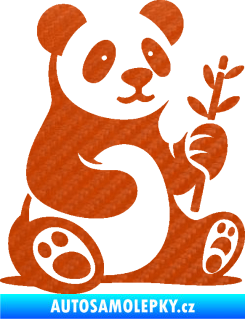 Samolepka Panda 011 pravá s bambusovou větvičkou 3D karbon oranžový