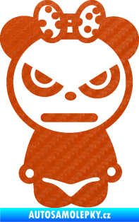 Samolepka Panda girl 3D karbon oranžový