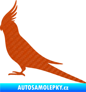 Samolepka Papoušek 002 levá 3D karbon oranžový