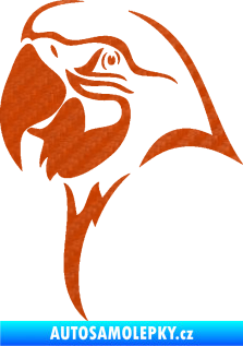 Samolepka Papoušek 006 levá hlava 3D karbon oranžový