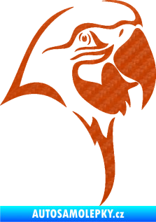 Samolepka Papoušek 006 pravá hlava 3D karbon oranžový