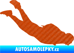 Samolepka Parašutista 003 pravá skok z letadla 3D karbon oranžový