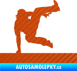 Samolepka Parkour 002 pravá 3D karbon oranžový