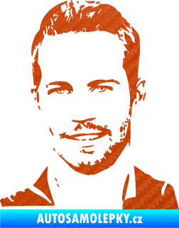 Samolepka Paul Walker 001 levá 3D karbon oranžový