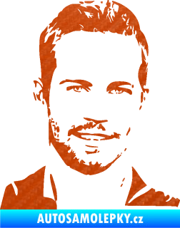 Samolepka Paul Walker 001 pravá 3D karbon oranžový