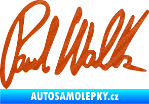 Samolepka Paul Walker 002 podpis 3D karbon oranžový
