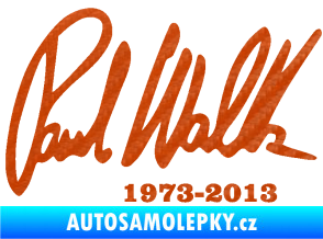 Samolepka Paul Walker 003 podpis a datum 3D karbon oranžový