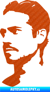 Samolepka Paul Walker 004 levá 3D karbon oranžový