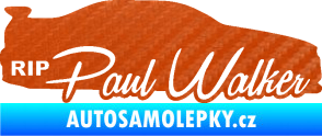 Samolepka Paul Walker 005 RIP 3D karbon oranžový