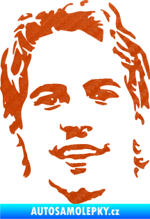 Samolepka Paul Walker 008 levá obličej 3D karbon oranžový