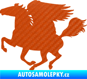 Samolepka Pegas 001 levá okřídlený kůň 3D karbon oranžový