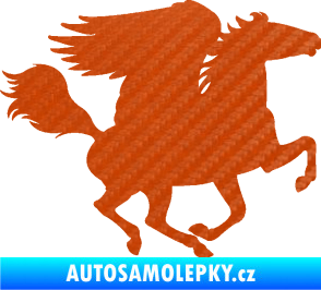 Samolepka Pegas 001 pravá okřídlený kůň 3D karbon oranžový