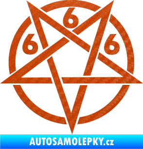 Samolepka Pentagram 666 3D karbon oranžový