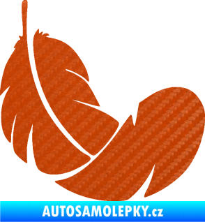 Samolepka Peříčko 008 pravá 3D karbon oranžový