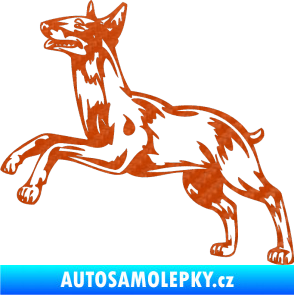 Samolepka Pes 015 levá Bulteriér 3D karbon oranžový