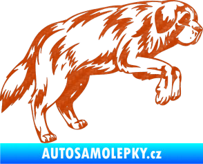 Samolepka Pes 034 pravá 3D karbon oranžový