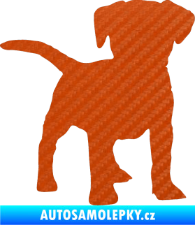 Samolepka Pes 056 pravá štěně 3D karbon oranžový