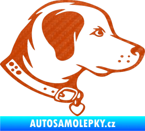 Samolepka Pes 058 pravá 3D karbon oranžový
