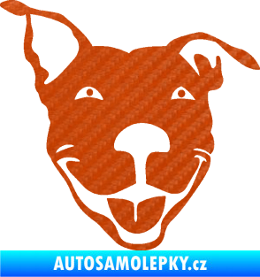 Samolepka Pes 072 pravá Pitbull 3D karbon oranžový