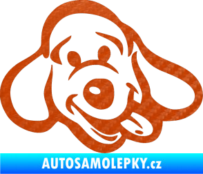 Samolepka Pes 078 pravá 3D karbon oranžový