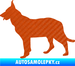 Samolepka Pes 079 levá Německý ovčák 3D karbon oranžový