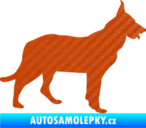 Samolepka Pes 079 pravá Německý ovčák 3D karbon oranžový